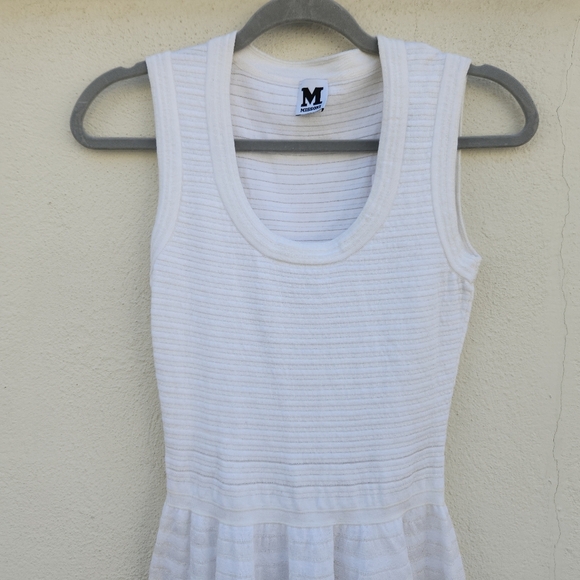 M Missoni White Ribbed Short Mini Mesh Striped Skater Dress - Picture 3 of 14